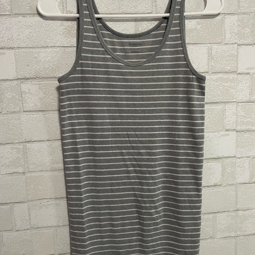 Motherhood Gray and White Striped Tank Top